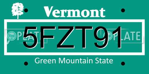 5FZT91 Vermont License Plate
