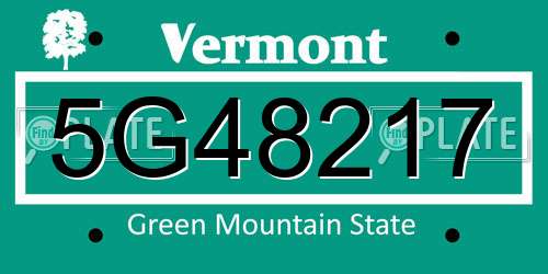 5G48217 Vermont License Plate