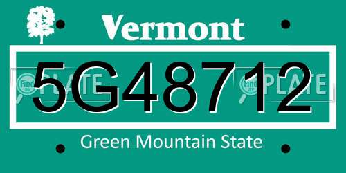 5G48712 Vermont License Plate