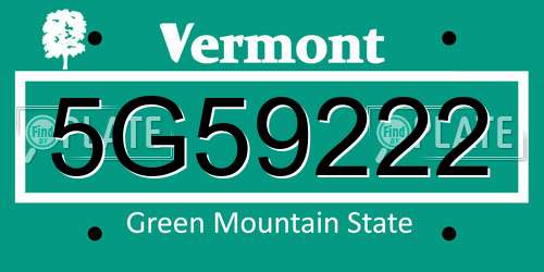 5G59222 Vermont License Plate