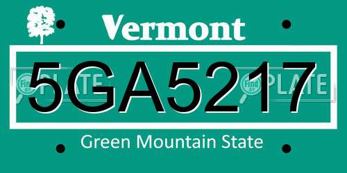 5GA5217 Vermont License Plate