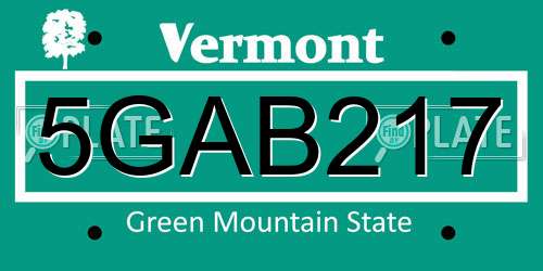5GAB217 Vermont License Plate