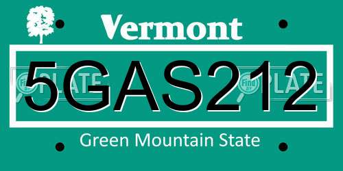 5GAS212 Vermont License Plate