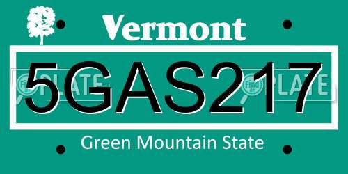 5GAS217 Vermont License Plate