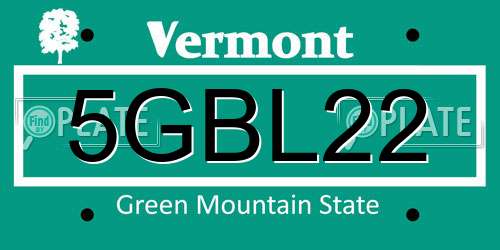 5GBL22 Vermont License Plate