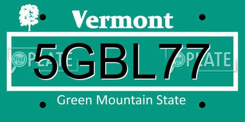 5GBL77 Vermont License Plate
