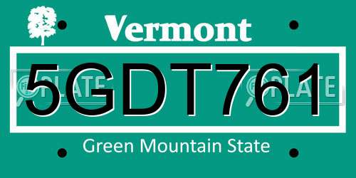 5GDT761 Vermont License Plate