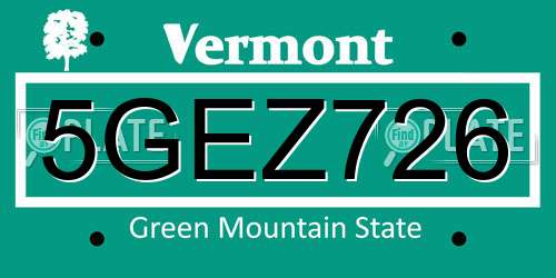 5GEZ726 Vermont License Plate