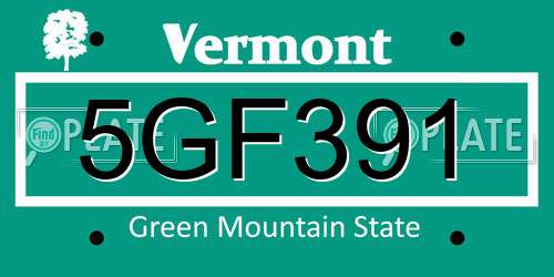 5GF391 Vermont License Plate