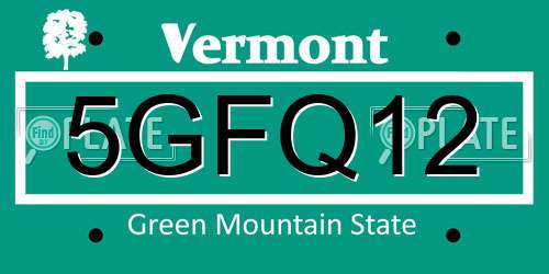 5GFQ12 Vermont License Plate