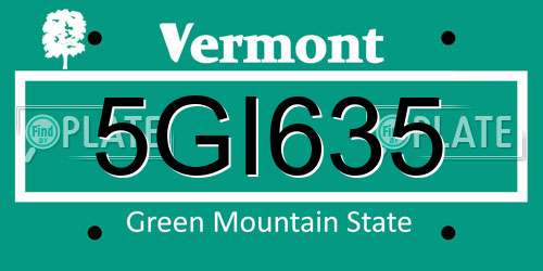 5GI635 Vermont License Plate