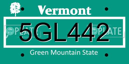 5GL442 Vermont License Plate