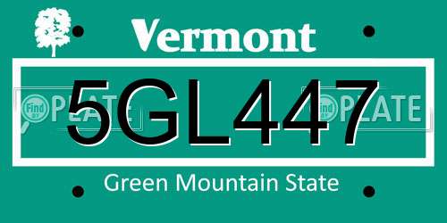 5GL447 Vermont License Plate