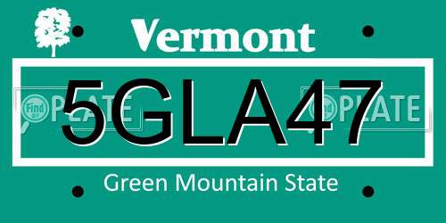 5GLA47 Vermont License Plate