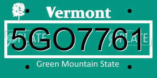 5GO7761 Vermont License Plate