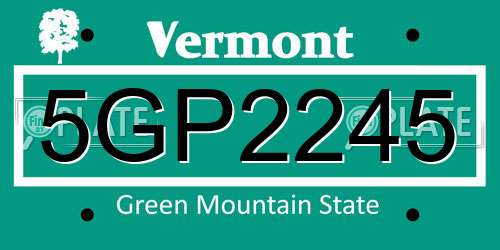 5GP2245 Vermont License Plate