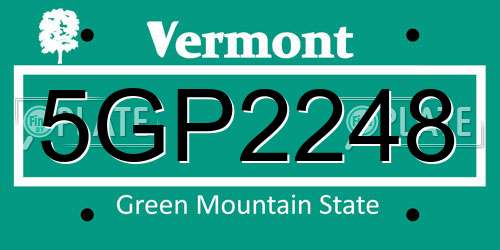 5GP2248 Vermont License Plate