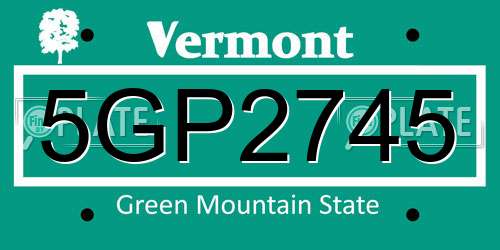 5GP2745 Vermont License Plate