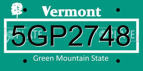 5GP2748 Vermont License Plate
