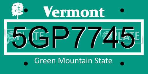 5GP7745 Vermont License Plate