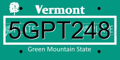 5GPT248 Vermont License Plate