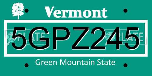 5GPZ245 Vermont License Plate