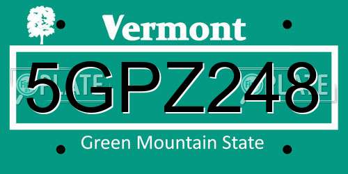5GPZ248 Vermont License Plate