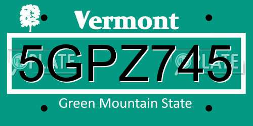 5GPZ745 Vermont License Plate