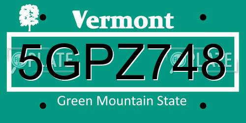 5GPZ748 Vermont License Plate