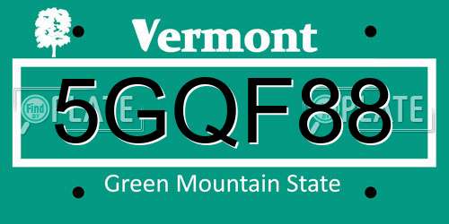5GQF88 Vermont License Plate