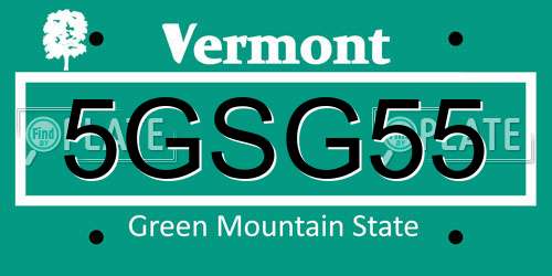5GSG55 Vermont License Plate