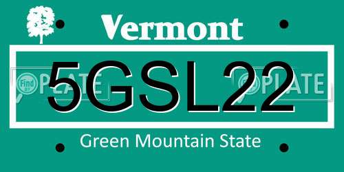5GSL22 Vermont License Plate