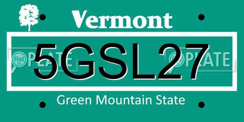 5GSL27 Vermont License Plate