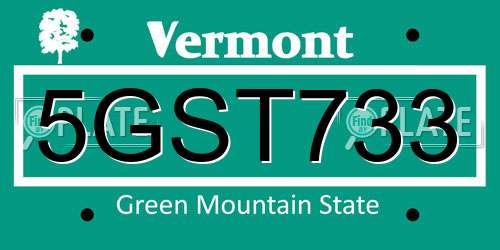 5GST733 Vermont License Plate