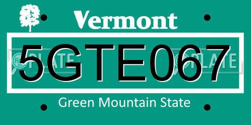 5GTE067 Vermont License Plate