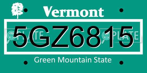 5GZ6815 Vermont License Plate