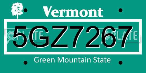 5GZ7267 Vermont License Plate