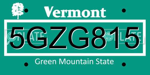 5GZG815 Vermont License Plate