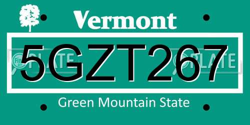 5GZT267 Vermont License Plate