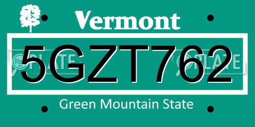5GZT762 Vermont License Plate