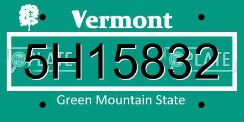 5H15832 Vermont License Plate