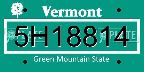 5H18814 Vermont License Plate