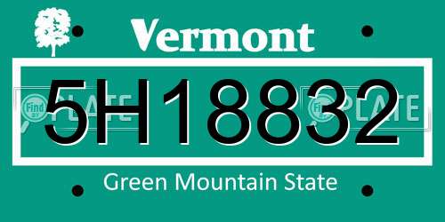5H18832 Vermont License Plate