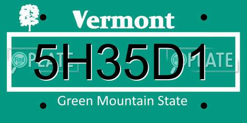 5H35D1 Vermont License Plate