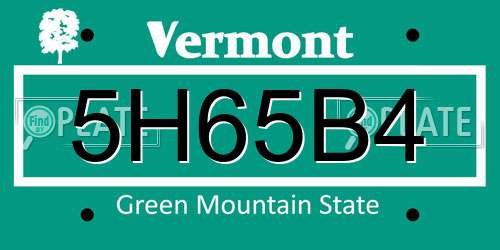 5H65B4 Vermont License Plate