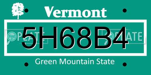 5H68B4 Vermont License Plate
