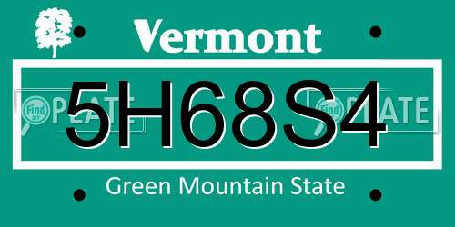 5H68S4 Vermont License Plate