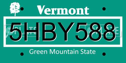 5HBY588 Vermont License Plate