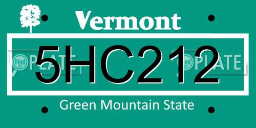 5HC212 Vermont License Plate