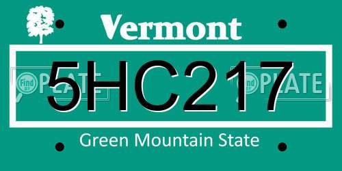 5HC217 Vermont License Plate
